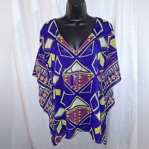 V. FRAAS Red and Blue Geometric Scarf